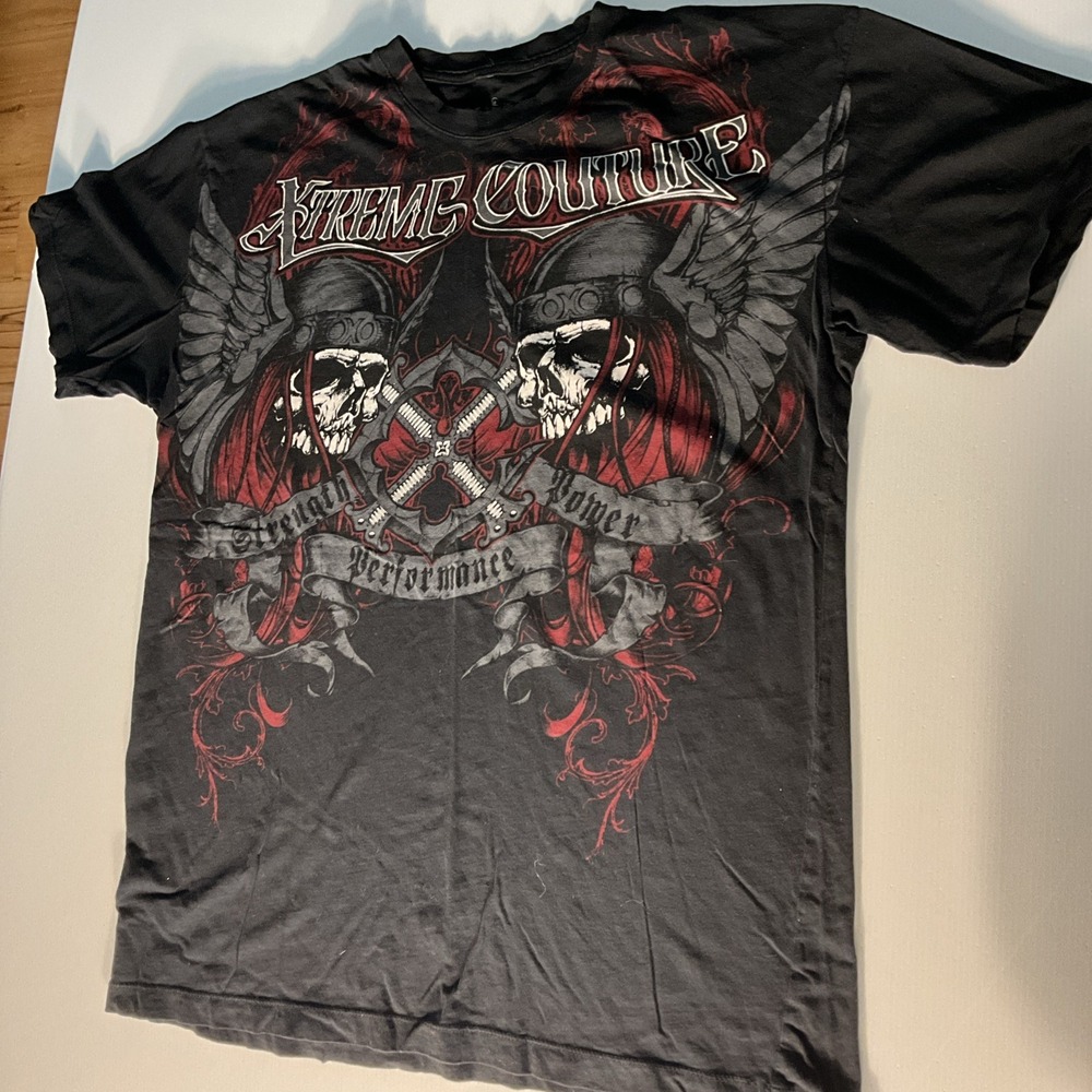 Xtreme Couture Skull Graphic T Shirt Black Red MMA Biker Mens Xl